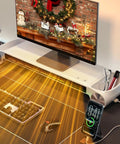 Desk Space Heater 330W 2-In-1 Desk Top Heater And Monitor Stand With USB Charging Port, warming a desk with keyboard and phone