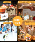 Set Of 30 Mini Acrylic Sign Holders, 2 X 3.5 Inch Clear Desk Name Plates, Horizontal V Shaped Displays For Office, School, Store, And Business, Tiny Portable Space Saving Sign Displays in use for events and meetings.