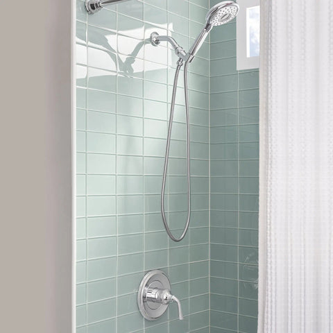 Handheld Shower Kit With 4 Functions, Spectra Plus Spray, Pro-Grade Ergonomic Grip, 59-Inch Metal Hose, mounted in shower