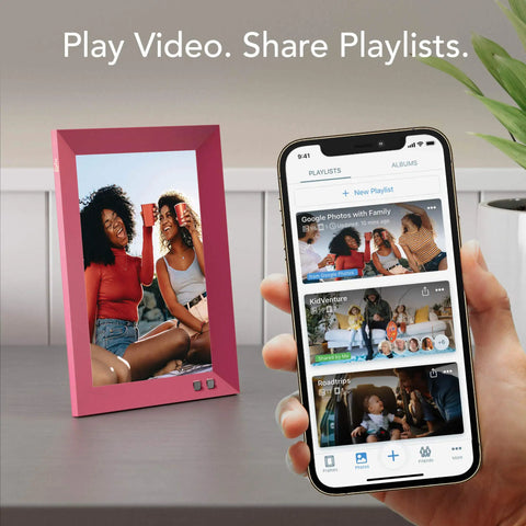 Smart Digital Picture Frame 8 Inch That Lets You Share Moments Instantly Via Email Or App In Pomegranate Finish with phone app