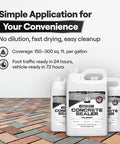 Beefy Clear Concrete And Paver Sealant For Outdoor Areas Heavy Salt And Oil Repellent Formula waterproof sealer in gallon jugs on paver surface.