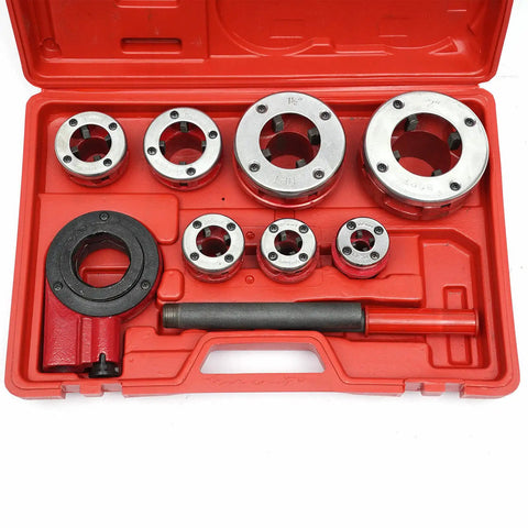 Ratcheting Pipe Threader Kit For Standard Galvanized And PP-R Pipes, Portable Handheld Threader With Seven Dies In 3/8 Inch to 2 Inch
