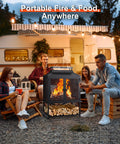 Group around Metal Outdoor Fireplace For Patio And Backyard 39 Inch Square Chiminea Fire Pit by camper