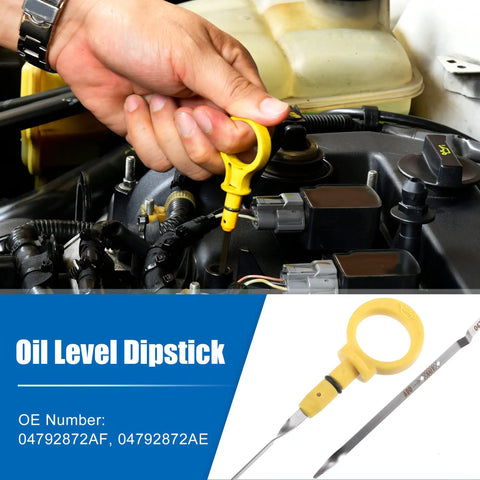 Person using Engine Oil Dipstick For Dodge Challenger, Charger, And Chrysler 300 2009 To 2021 Replacement Part 04792872AF