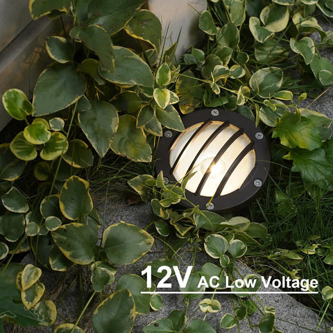 Low Voltage LED Well Lights Set 4W 12V 200 Lumens In Ground Deck Step Garden Lighting 2800K Warm White Brown