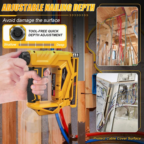 Adjustable depth dial of Smooth Operator 3 In 1 Cordless Brad Nailer Compatible With Dewalt 20V Max Battery Tool Only.