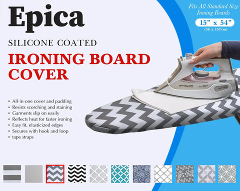 Padded Ironing Board Cover And Pad For Standard 15x54 Size With Heat Reflective Coating Scorch And Stain Resistant Padding Grey.