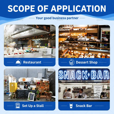 Scope of application for Heavy Duty Commercial Fluffy Ice Maker And Quick Chill Shaved Ice Machine in restaurant, dessert shop, stall, snack bar.