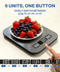 Ultra Precise Digital Kitchen Scale With 5Kg Capacity And 1G Increments Six Unit Modes Plus Tare And Macros LCD Readout