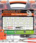 560Pcs Single Ear Hose Clamps Assortment Kit 304 Stainless Steel 22 Size 5.3-36.1Mm Cinch Crimp Hose Clamp Stepless Pinch Clamp With Tools For Plumbing Garden Automotive Water Pipe Radiator Pipe