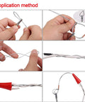 Application method for 128 Ft Fish Tape Wire Puller For Wall And Ceiling Wiring With Fastener, showing use with wire connections.