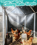 Effortless Chicken Coop Misting System For Cooling with leak-resistant hose, mist spraying on chickens in coop for summer relief