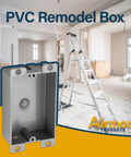 Premium Gray Single Gang Remodel Electrical Box, 8 Cubic Inch Shallow Old Work Junction Enclosure positioned in a renovation space.
