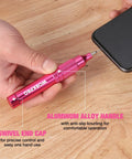 Pretty Dang Useful 24 Piece Mini Screwdriver Set With Slick Magnetic Bits And Precision Driver Options In Pink, showing aluminum handle and swivel end cap for phone repairs.