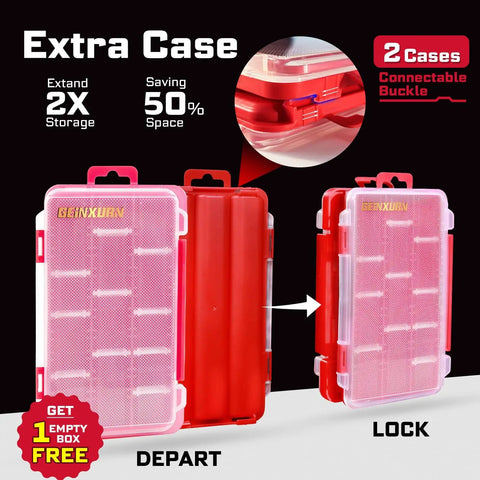 4 Piece Red Portable Transparent Plastic Small Parts Organizer Case Set With Removable Dividers And Secure Clip Latch.