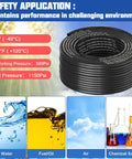 Half Inch DOT Air Line Hose Kit 100 Ft Black SAE J844 PA12 Nylon Pneumatic Tubing With Cutter And Teflon Tape, Easy Install