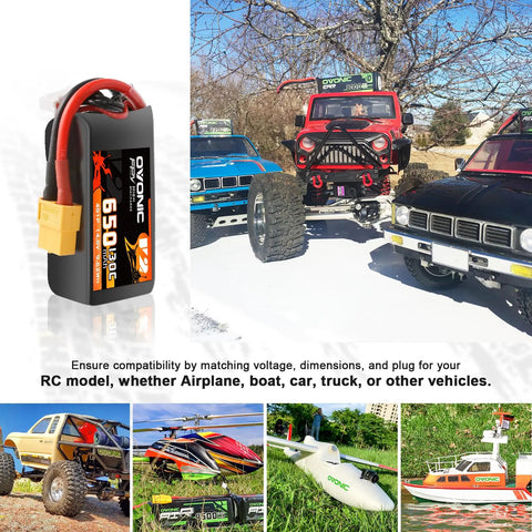 4S 650mAh LiPo Battery 14.8V 130C With XT60 Plug For RC Cars Trucks Boats Drones Planes Quadcopters FPV Racing 4 Pack