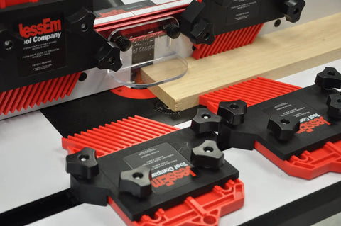 Heavy Duty Killer Grip Woodworking Feather Board Jig For Table Saw Router Table And Band Saw With Adjustable Knobs shown in action.