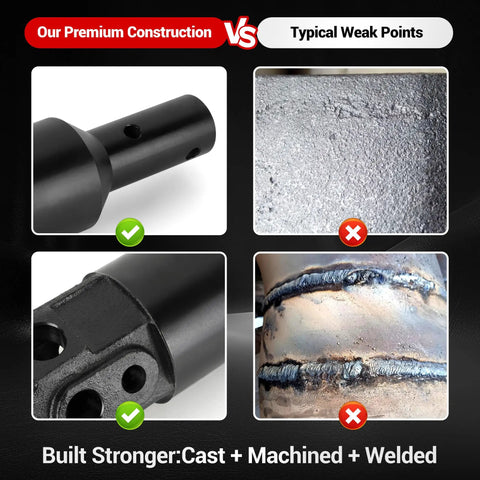 Comparison of Heavy Duty 2 Inch Hex Female To 2 Inch Round Male Auger Adapter's premium construction vs typical welds.