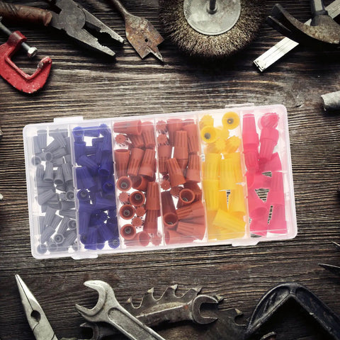 Solid HAKIDZEL 158 Piece Electrical Wire Caps Assortment Kit With Spring Terminal Nuts For Quick Outdoor Wiring And Perfect Electrical Box Connections To Secure Your Circuits Without Any Drama Or Loose Wires. 158-piece plastic wire caps kit in storage box