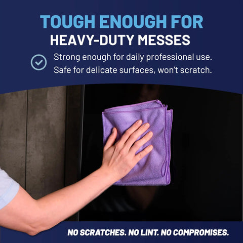 Cleaning glass with Pro Grade Microfiber Cleaning Cloths 12 Pack 12x12 Inches Lint Free And Streak Free Go To Tools For Auto Detailing