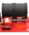Rotary Rock Tumbler Kit With Dual Rubber Barrels 6 Lb Capacity Each Model AR2 115 showcasing the dual black rubber barrels and red motor.