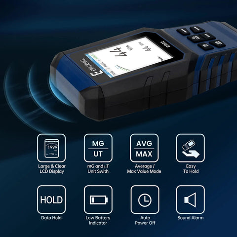 3 In 1 EMF Meter Digital Electromagnetic Field Detector With Rechargeable Battery For EF MF RF Radiation, 5G Cell Tower And WiFi Signal Detection, Home And Office EMF Inspections And Ghost Hunting