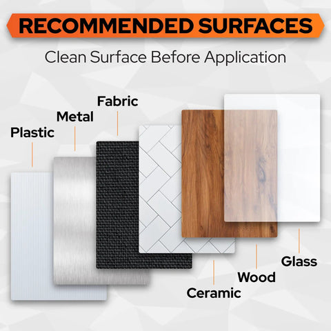 Recommended surfaces for UV Liquid Plastic Welder Kit With Light Quick Cure Bonding Glue For Home Repairs Jewelry Plastic Metal Wood Fabric And More LED Light Liquid Cartridge In Tin Case including plastic, metal, fabric, ceramic, wood, and glass