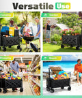 Collapsible Wagon Cart With Wheels Foldable Heavy Duty Folding Cart Utility Lightweight Portable Wagon for camping, garden, shopping, beach