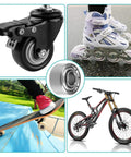 693ZZ Ball Bearings 30 Pack Your Go To Small Shielded Bearings 3x8x4mm For Bike Hubs Skateboards Trolleys Lawn Mowers Motors RC Projects And Other Mechanical Applications in use with rollerblades, trolleys, and a mountain bike.