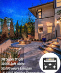 Night view of house with illuminated stairs using 3W Retaining Wall Lights For Outdoor Hardscape Lighting 4 Inch, IP66 Waterproof.