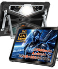 Built Like A Tank 5G Rugged Tablet With Android 16 And Massive 20080Mah Battery Featuring 11 Inch Waterproof Screen, sleek design, stand.