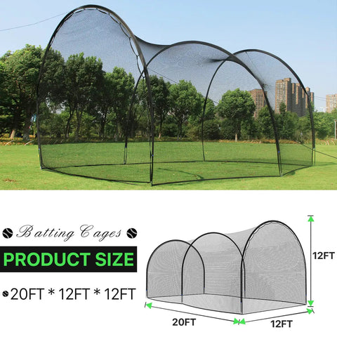 20 Ft Freestanding Batting Cage Backyard Baseball And Softball Practice With Portable Hitting Net And Frame Easy Setup Durable 5 Ply Net And 14mm Fiberglass Poles For Batting And Pitching Drills displayed outdoors