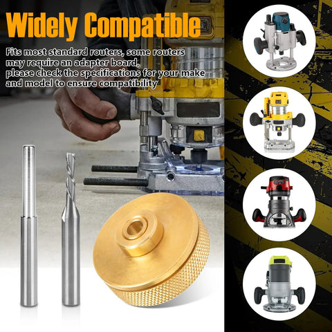 Inlay Router Bit Bushing Set For Quarter Inch Templates With One Eighth Inch Carbide Spiral Bit And Quarter Inch Shank Pro Grade