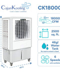 Heavy Duty Evaporative Air Cooler With Killer Cooling Power, Variable Speeds For Patios And Barns, Cools 2500 Square Feet Smooth, Huge Tank Keeps Your Place Super Chill All Summer Long, 42 in width.