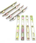 Heavy Duty Bed Rail Brackets Set Of 4 Quick Release Bed Post Fasteners Built Like A Tank For Stress Free Setup And Gonna Keep Your Frame Snug With Flawless Mortise Joint Alignment, showing four steel brackets.