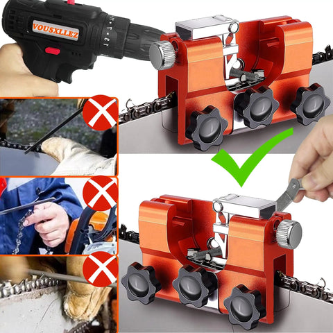 2025 Upgraded Chainsaw Sharpener Kit With Hand Crank Sharpening Jig, Tungsten Carbide Bits, 5Pcs, Fits 4 To 22 Inch Chain Saws