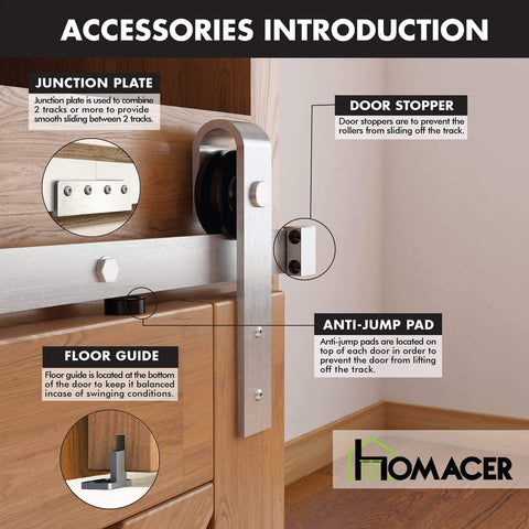 Mini Brushed Nickel Non Bypass Sliding Barn Door Hardware Kit For One Door 30 Inch Flat Track With Classic Roller Design