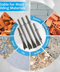 Nine Piece Pneumatic Air Hammer Chisel Set. Suitable for brick, masonry, hollow brick, concrete, granite, tile, stone.