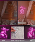 Room with Pink LED Hand Neon Sign For Wall Decor USB Powered Nail Room And Girls Room Neon Light, soft glow on pink walls.