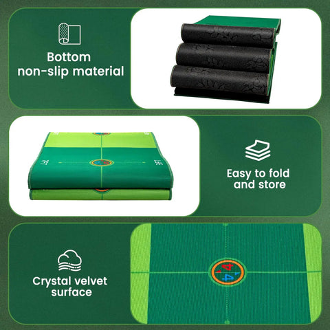Indoor Outdoor Golf Putting Mat Set For Office And Backyard Dope Practice Game with Color Target Circles, foldable non-slip design.