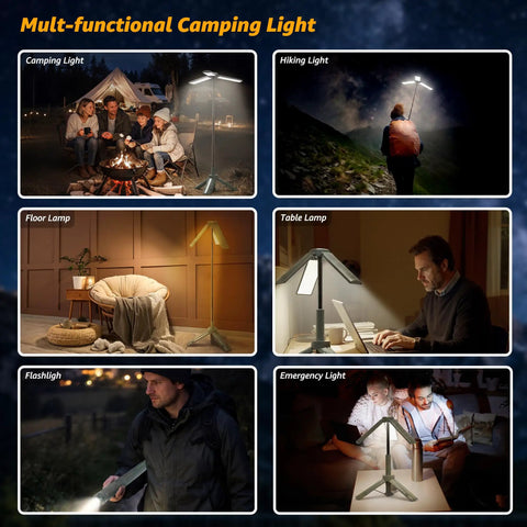 Rechargeable Camping Lantern With Stand And Telescopic Pole 8000mAh Power Bank 8 Modes used in various scenarios