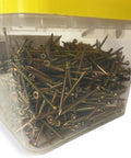 Contractor Favorite Heavy Duty Wood Construction Screws Size Nine By Three Inch in a clear container, 1000 count bulk spool.