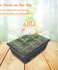 3 Pack Seed Starting Tray Set With 36 Cell Germination Trays And Adjustable Humidity Vented Dome, Pro Grade Plant Starter Kit, 6.6 By 4.5 Inch Black, Durable Plastic For Faster Seed Germination shown with air vents open.