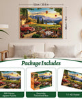 Chill 500 Piece Jigsaw Puzzle For Adults Featuring Scenic Vineyard With Hot Air Balloons And A Red Truck Perfect For Unwind Sessions Family Or Teen Puzzle Nights Recycled Cardboard 20.5 By 15 Inches displayed on wall