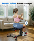 Adjustable Blue Steel Squat Assist Frame For Glute And Quad Growth Heavy Duty Beast Mode Leg Day Crusher With Four Resistance Levels in use at home.
