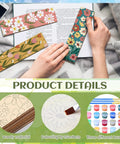Butterfly And Floral Bookmark Paint By Numbers Kit For Adults With 12 Blank Wooden Bookmarks And Colorful Tassels, 7x2 Inches
