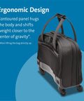 Hardcore Protection 15.6 Laptop Rolling Bag Multi Directional Spinner Wheels Water Resistant Executive Business Travel Case Wheeled Tote Roll Easy Black side view, showcasing ergonomic design and wheel base.