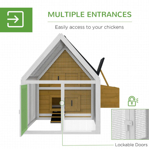 Wooden Chicken Coop With Detachable Run For Outdoor Poultry Cage Nesting Box Roosting Bars Ramp Removable Tray And No Fuss Assembly