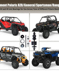 Black wheel bearing removal tool kit for 40-44 mm bearings; fits Polaris RZR/General/Ranger/Sportsman ATVs, four shown.